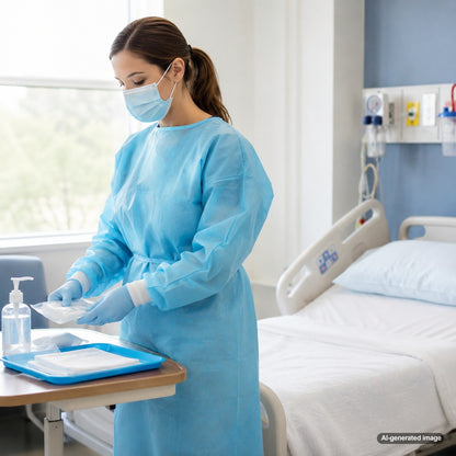 Medgluv AAMI Level 1 Blue Isolation Gowns - Disposable Fluid-Resistant