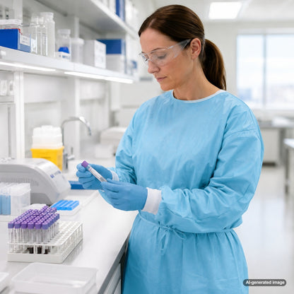 Medgluv AAMI Level 2 Blue Isolation Gowns - Disposable Fluid-Resistant