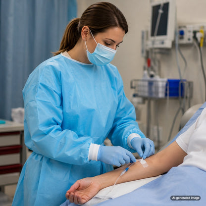 Medgluv AAMI Level 3 Blue Isolation Gowns - Disposable Fluid-Resistant