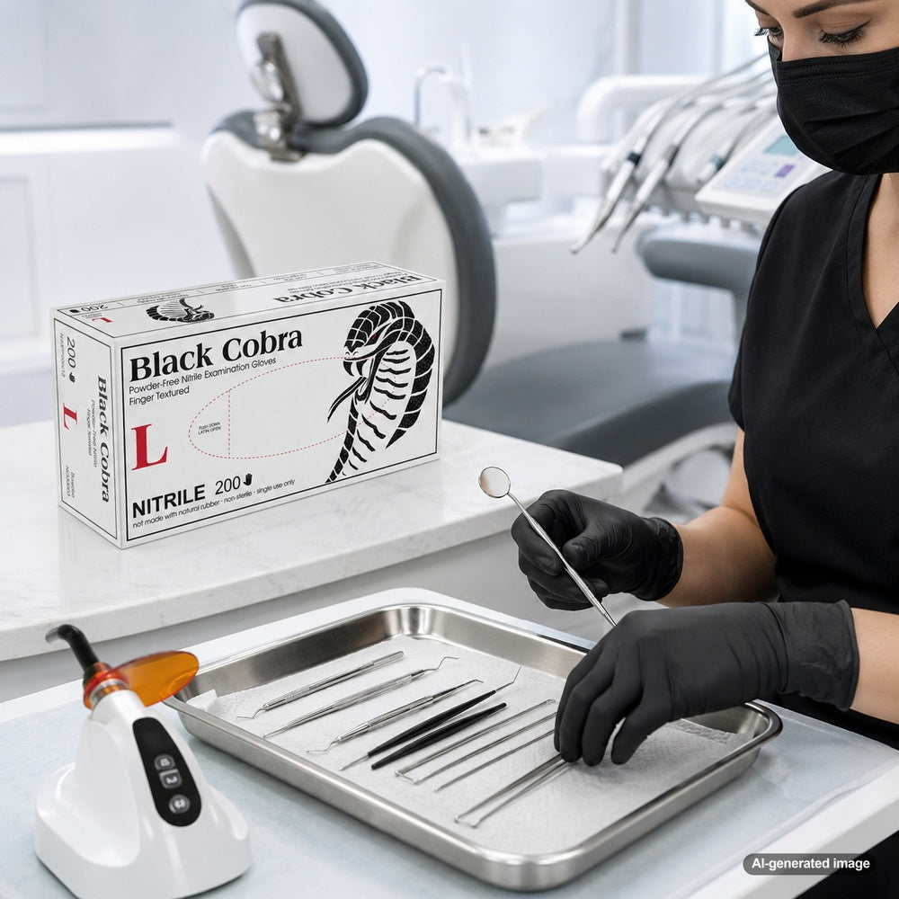 Medgluv Black Cobra Black Nitrile Exam Gloves - 3.1 mil Powder-Free