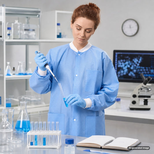 Medgluv Blue Disposable Lab Coats - With Pockets