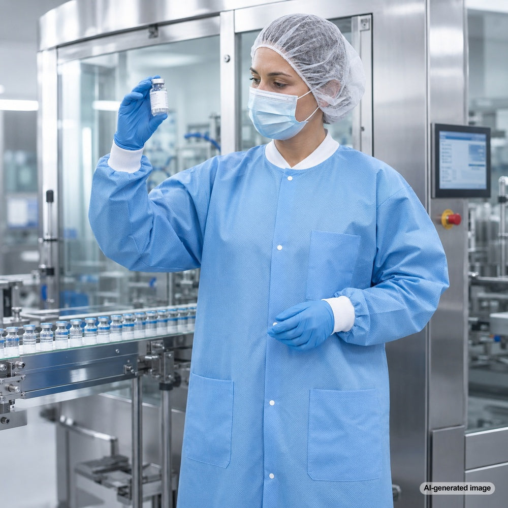 Medgluv Blue Disposable Lab Coats - With Pockets
