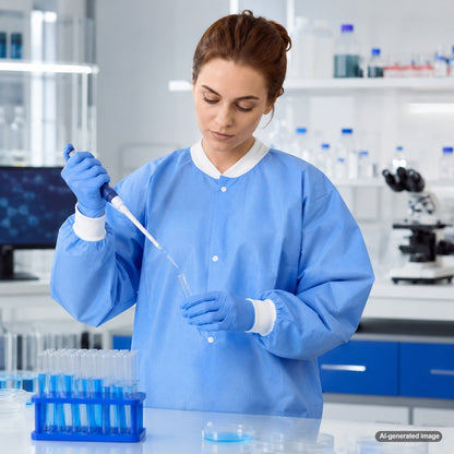 Medgluv Blue Disposable Lab Coats - Without Pockets