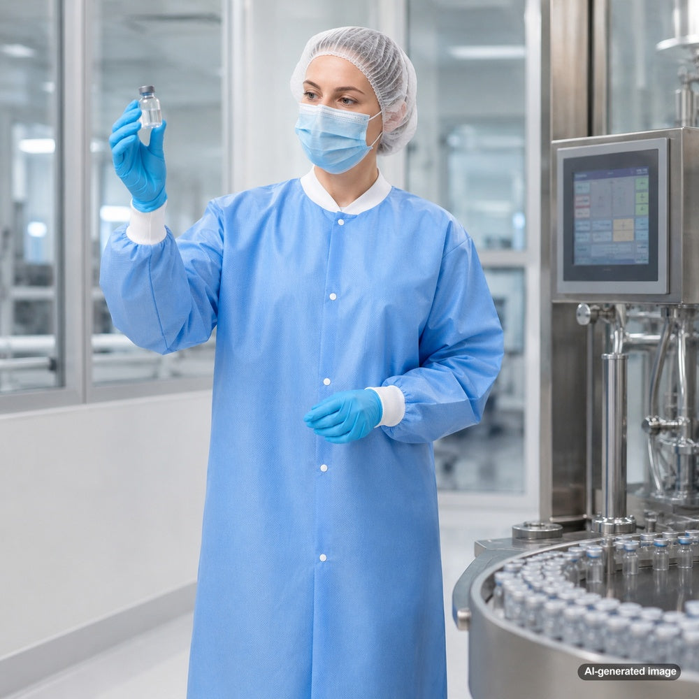 Medgluv Blue Disposable Lab Coats - Without Pockets