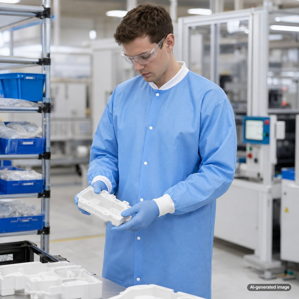Medgluv Blue Disposable Lab Coats - Without Pockets