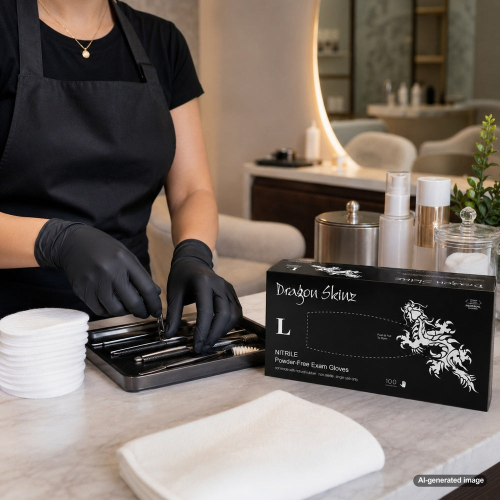 Medgluv Dragon Skinz Black Nitrile Exam Gloves - 5.5 mil Powder-Free