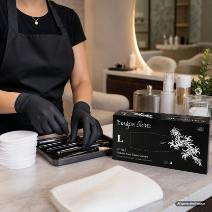 Medgluv Dragon Skinz Black Nitrile Exam Gloves - 5.5 mil Powder-Free