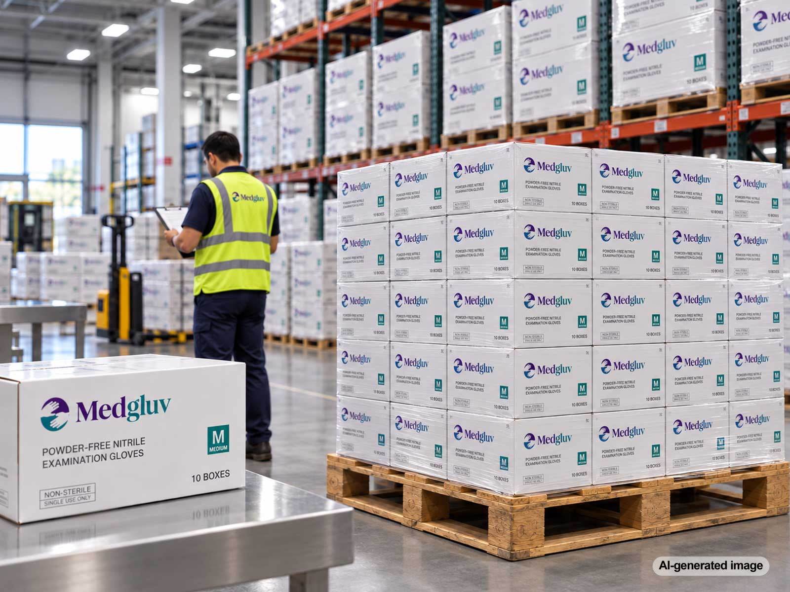 MedGluv glove cases prepared for high-volume institutional supply
