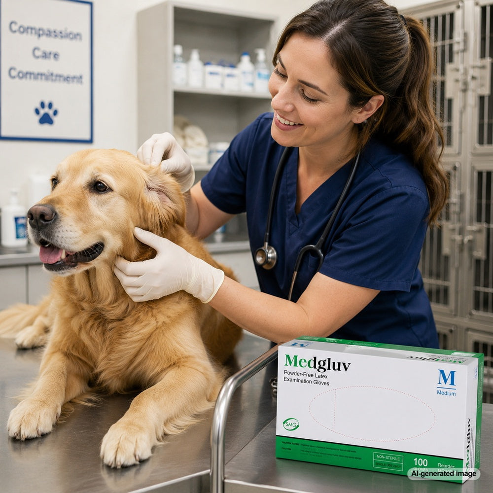 Medgluv Natural Latex Exam Gloves - 6.5 mil Powder-Free