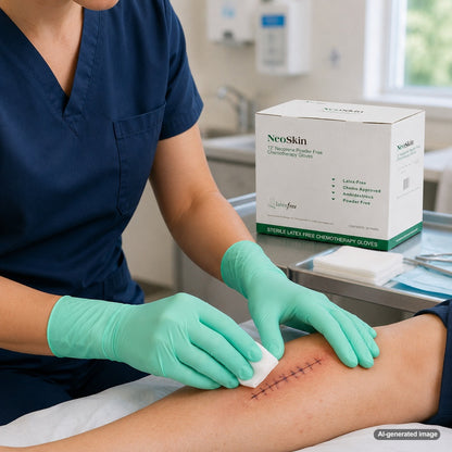 Medgluv NeoSkin Chemo Green Neoprene Sterile Exam Gloves - 8.2 mil Powder-Free - 12-Inch Extended Cuff