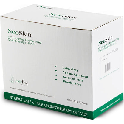 Medgluv NeoSkin Chemo Green Neoprene Sterile Exam Gloves - 8.2 mil Powder-Free - 12-Inch Extended Cuff