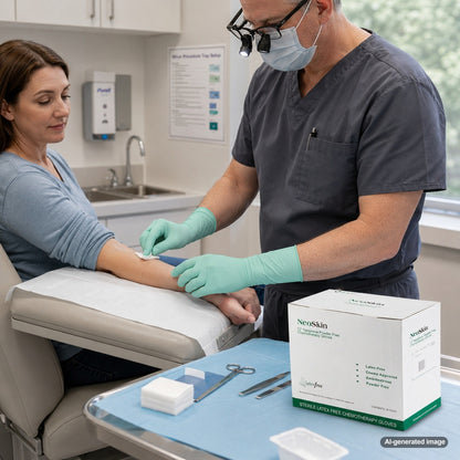 Medgluv NeoSkin Chemo Green Neoprene Sterile Exam Gloves - 8.2 mil Powder-Free - 12-Inch Extended Cuff