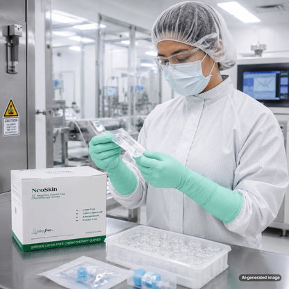 Medgluv NeoSkin Chemo Green Neoprene Sterile Exam Gloves - 8.2 mil Powder-Free - 12-Inch Extended Cuff