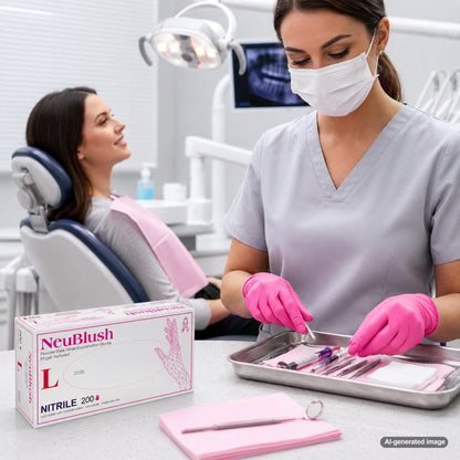Medgluv NeuBlush Pink Nitrile Exam Gloves - 3.5 mil Powder-Free