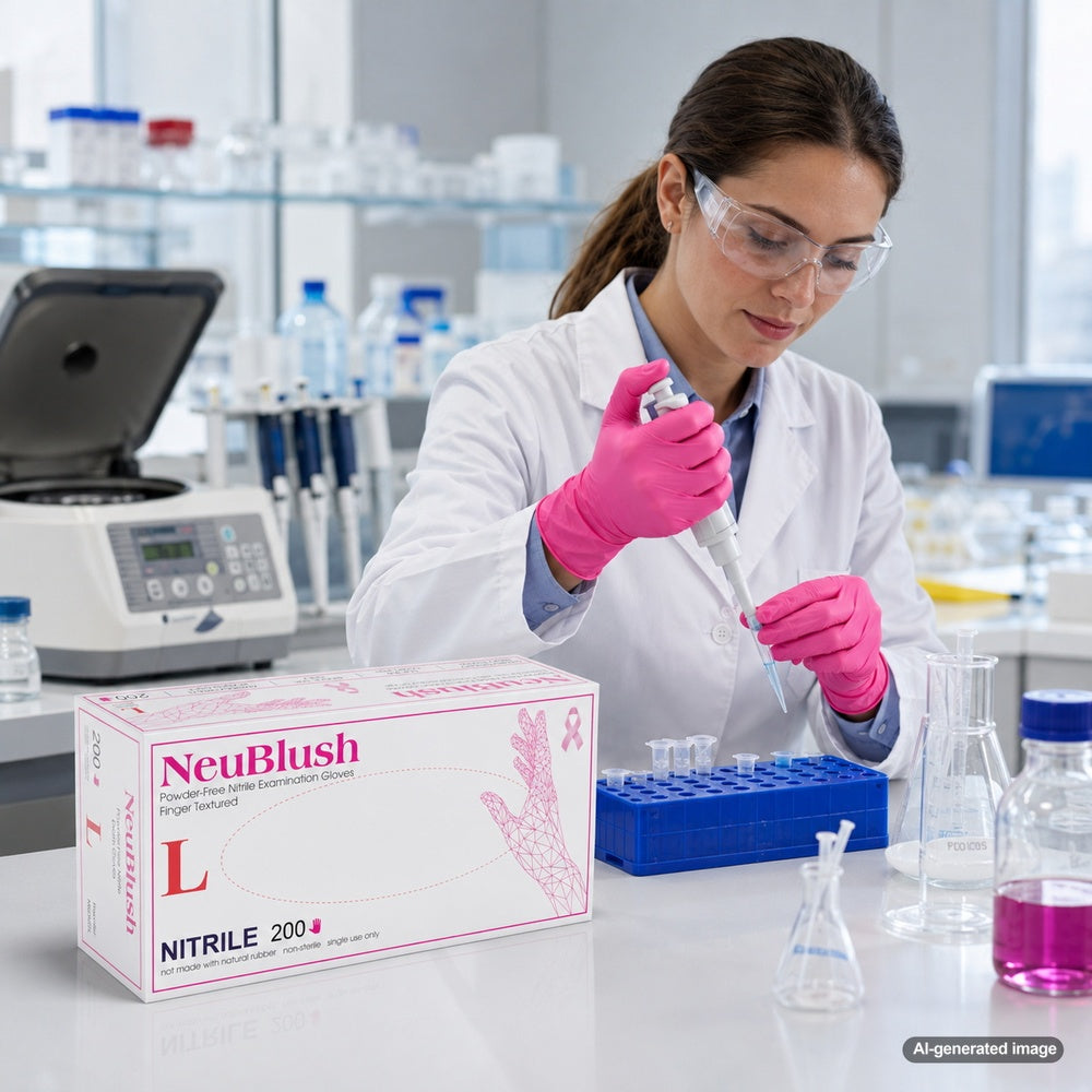 Medgluv NeuBlush Pink Nitrile Exam Gloves - 3.5 mil Powder-Free