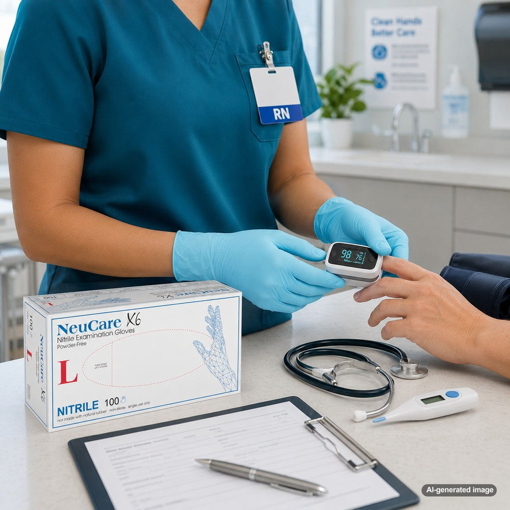 Medgluv NeuCare X6 Teal Blue Nitrile Exam Gloves - 6.5 mil Powder-Free