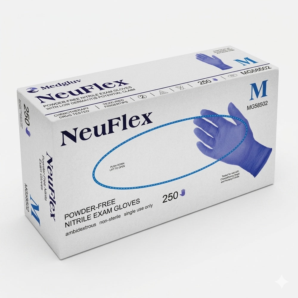 Medgluv NeuFlex 250 Cornflower Blue Nitrile Exam Gloves - 3.7 mil Powder-Free
