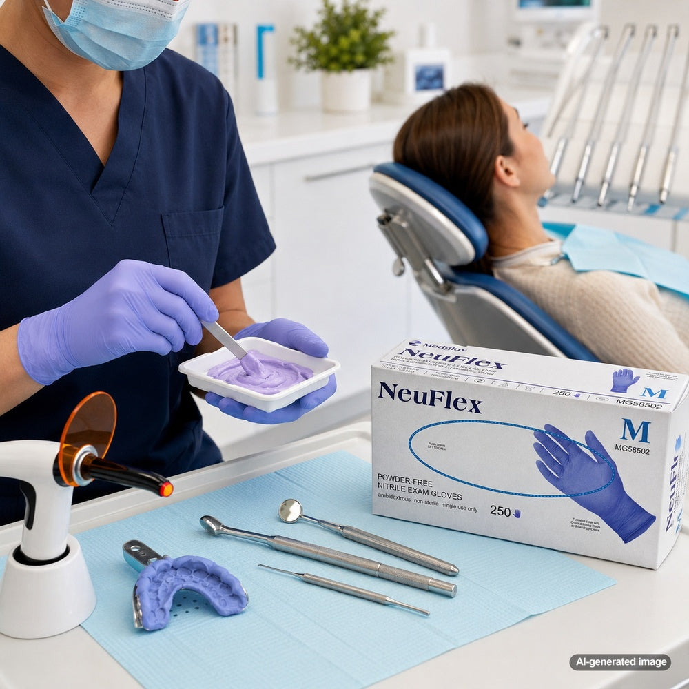 Medgluv NeuFlex 250 Cornflower Blue Nitrile Exam Gloves - 3.7 mil Powder-Free