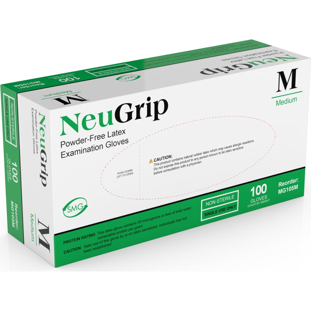 Medgluv NeuGrip Cream Latex Exam Gloves - 7.9 mil Powder-Free