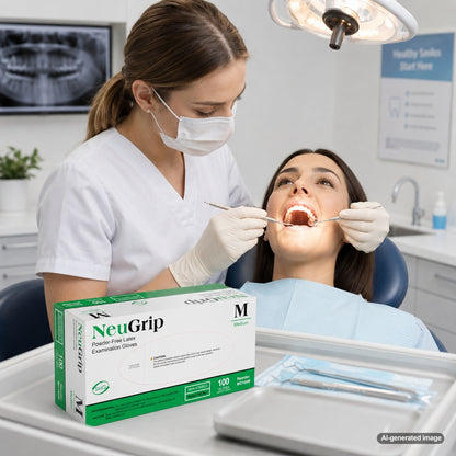 Medgluv NeuGrip Cream Latex Exam Gloves - 7.9 mil Powder-Free