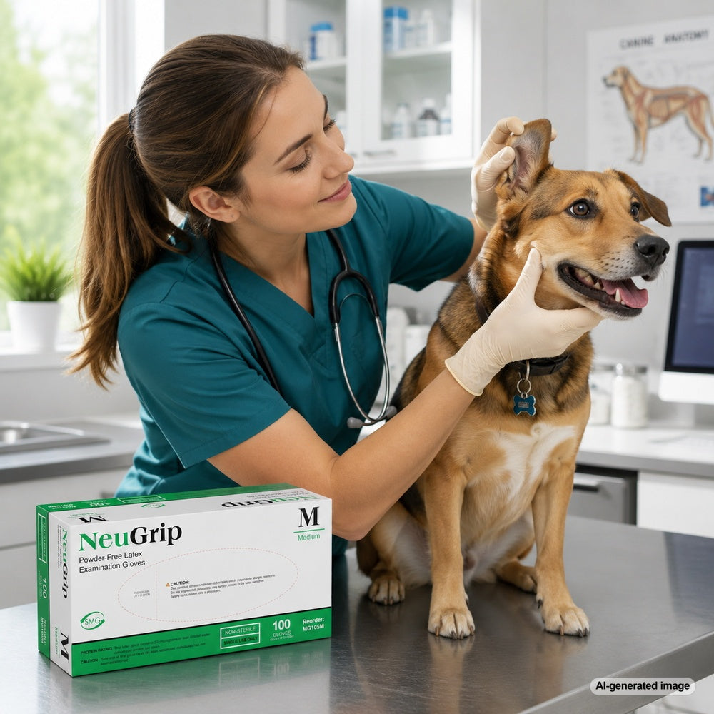 Medgluv NeuGrip Cream Latex Exam Gloves - 7.9 mil Powder-Free