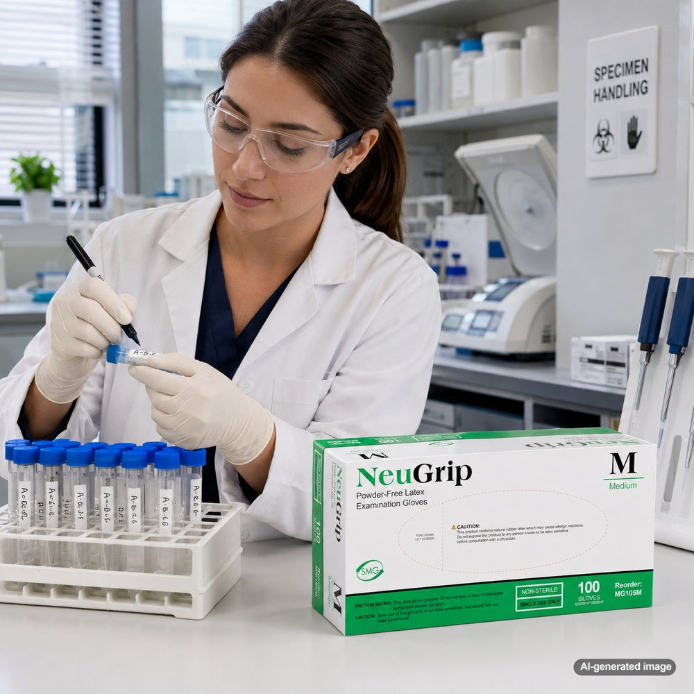 Medgluv NeuGrip Cream Latex Exam Gloves - 7.9 mil Powder-Free
