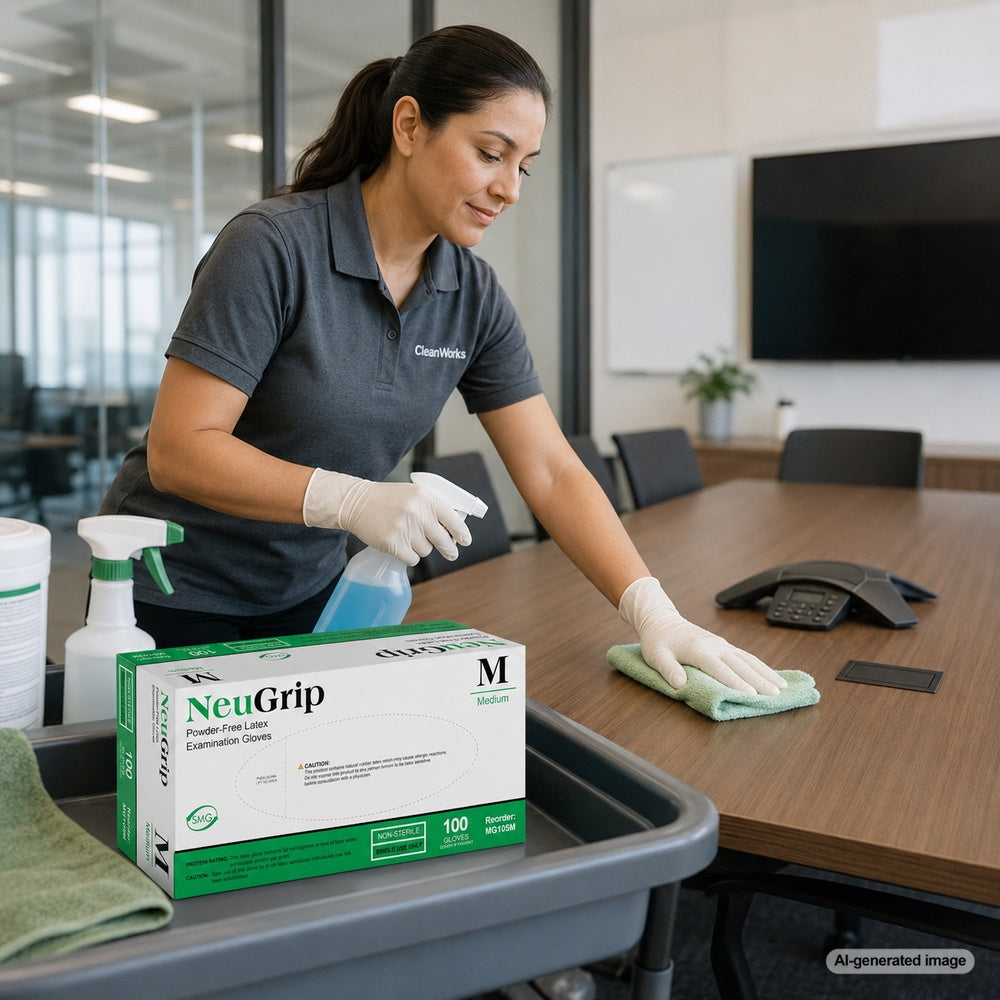 Medgluv NeuGrip Cream Latex Exam Gloves - 7.9 mil Powder-Free