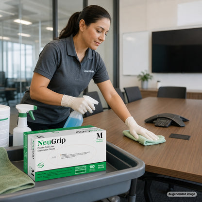 Medgluv NeuGrip Cream Latex Exam Gloves - 7.9 mil Powder-Free