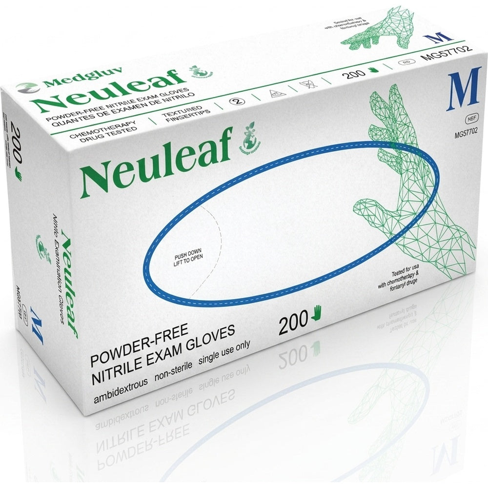 Medgluv NeuLeaf Green Nitrile Exam Gloves - Biodegradable 3.8 mil Powder-Free