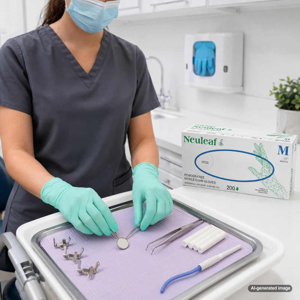 Medgluv NeuLeaf Green Nitrile Exam Gloves - Biodegradable 3.8 mil Powder-Free