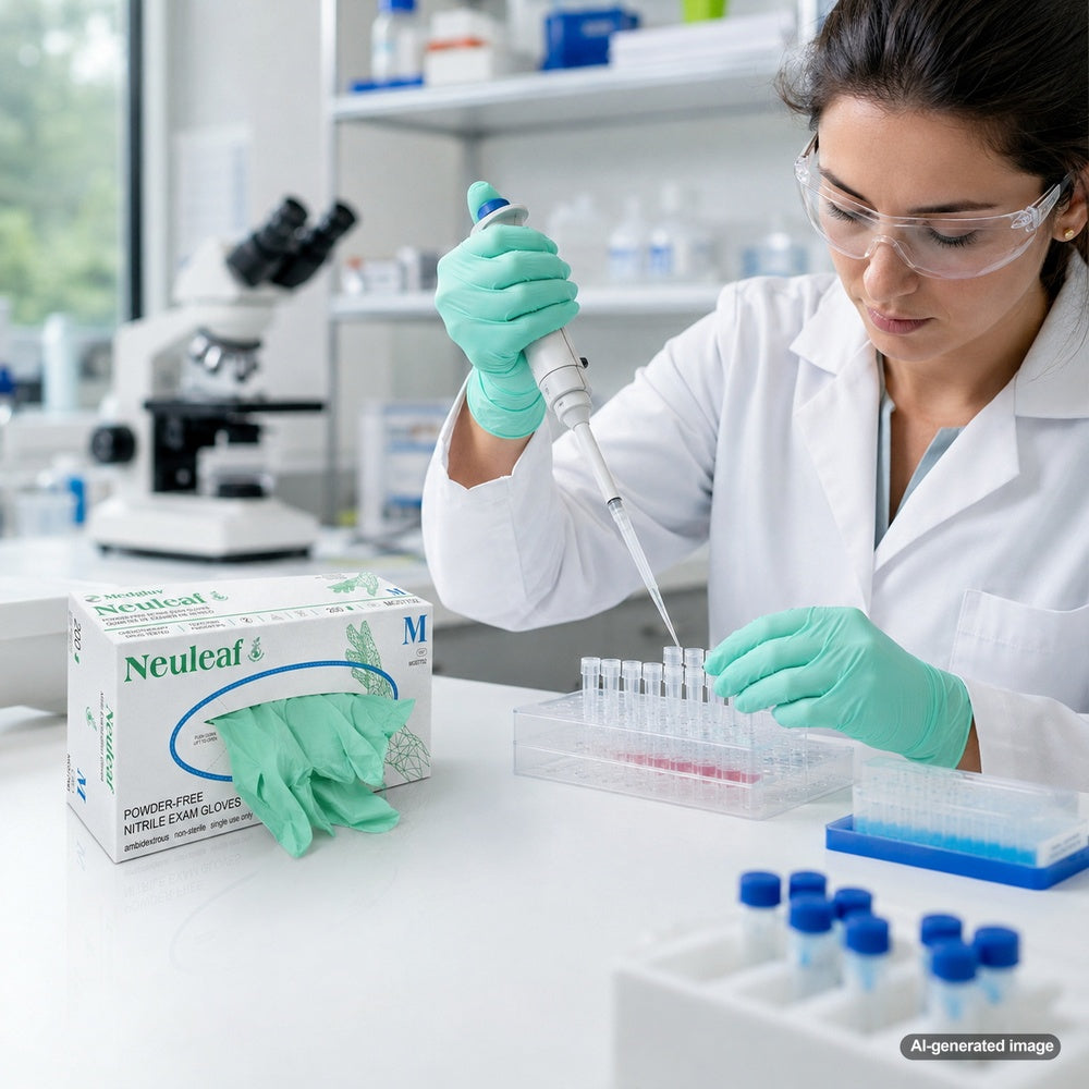 Medgluv NeuLeaf Green Nitrile Exam Gloves - Biodegradable 3.8 mil Powder-Free