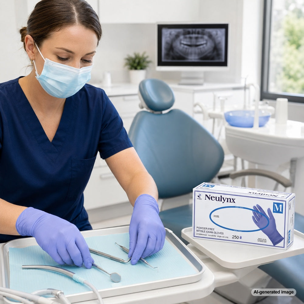 Medgluv NeuLynx 250 Cornflower Blue Nitrile Exam Gloves - Low Dermatitis Powder-Free