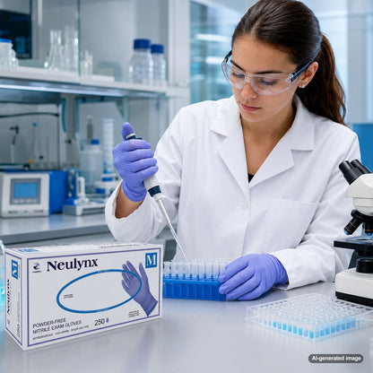 Medgluv NeuLynx 250 Cornflower Blue Nitrile Exam Gloves - Low Dermatitis Powder-Free