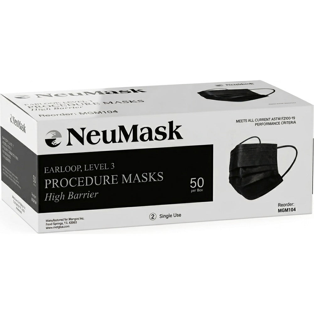 Medgluv NeuMask Black Procedure Ear-Loop Masks