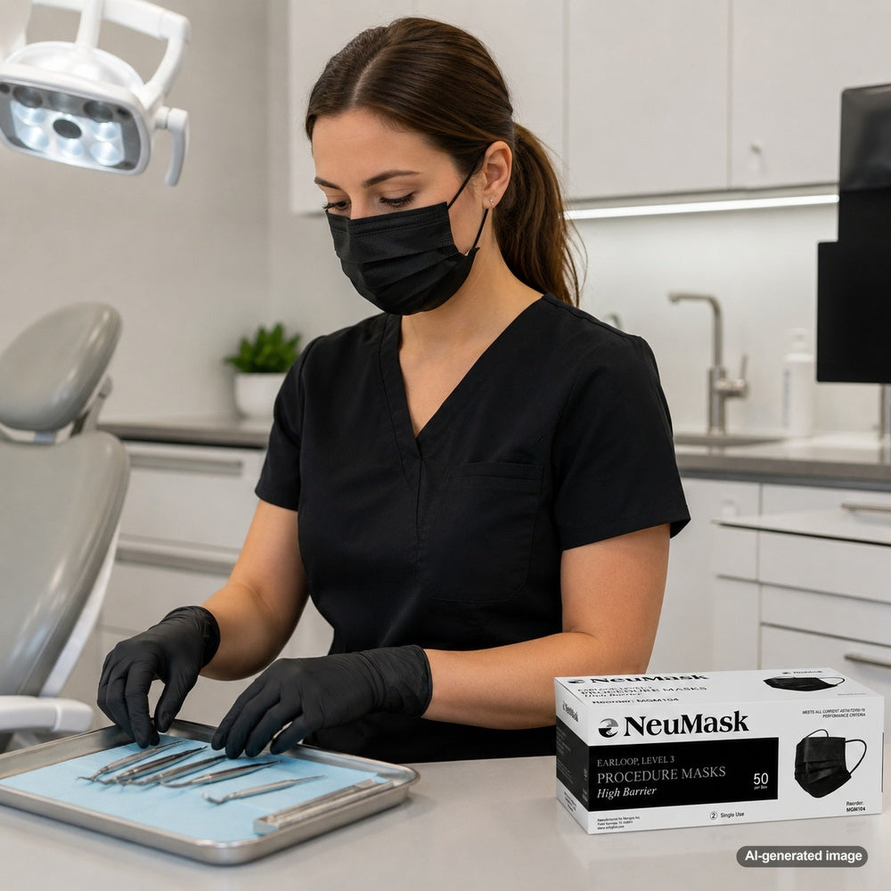 Medgluv NeuMask Black Procedure Ear-Loop Masks