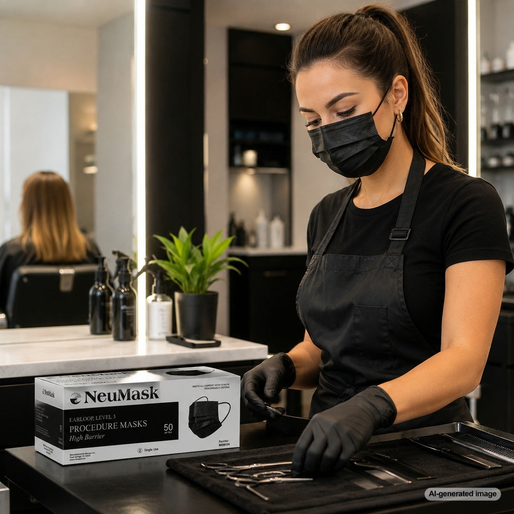 Medgluv NeuMask Black Procedure Ear-Loop Masks