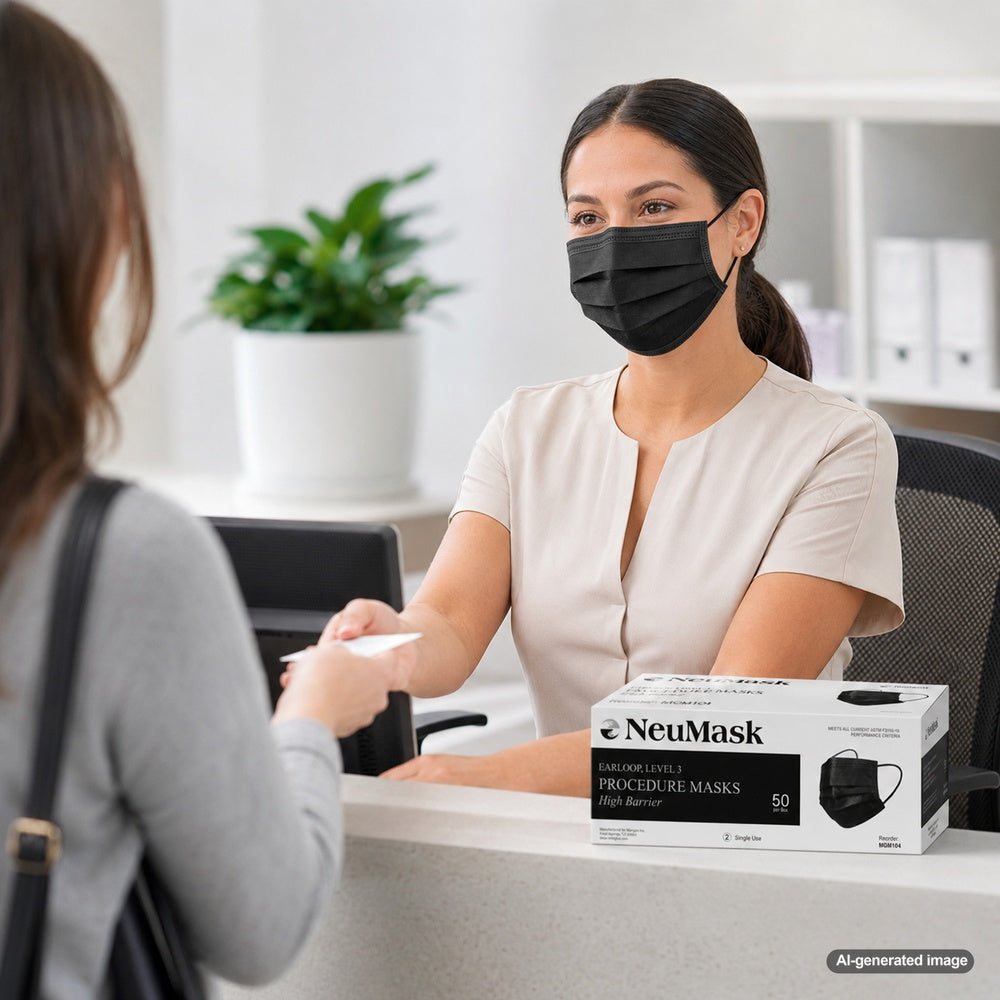 Medgluv NeuMask Black Procedure Ear-Loop Masks
