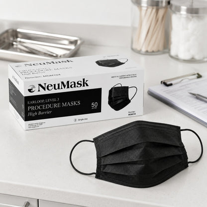 Medgluv NeuMask Black Procedure Ear-Loop Masks