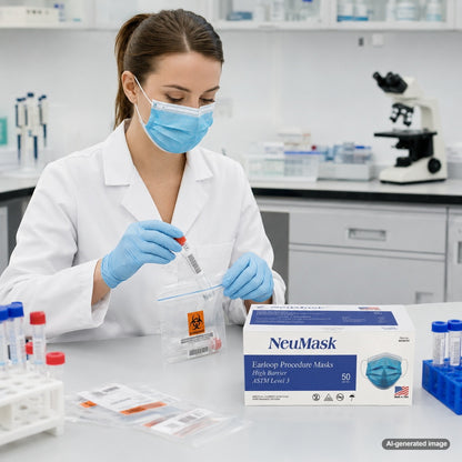 Medgluv NeuMask Blue Level 3 Procedure Ear-Loop Masks - Made in USA