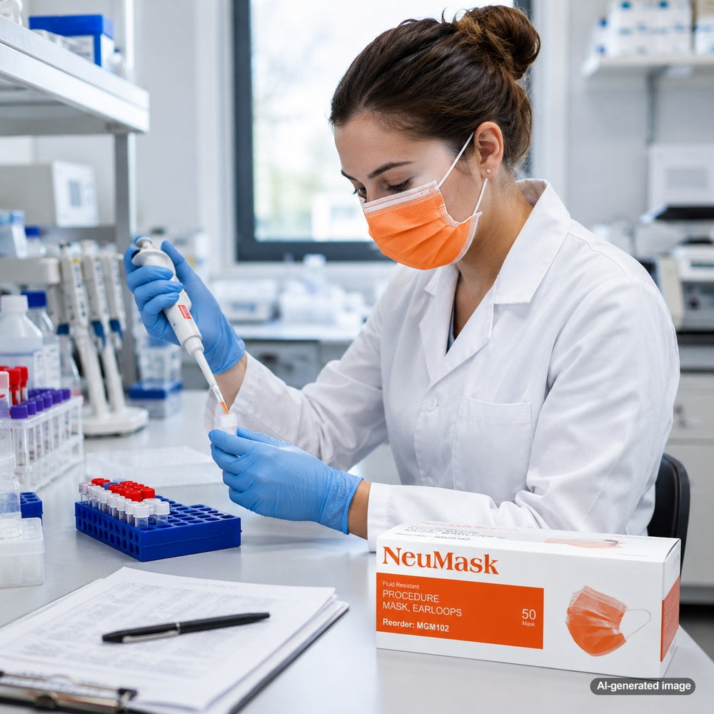 Medgluv NeuMask Orange Procedure Ear-Loop Masks