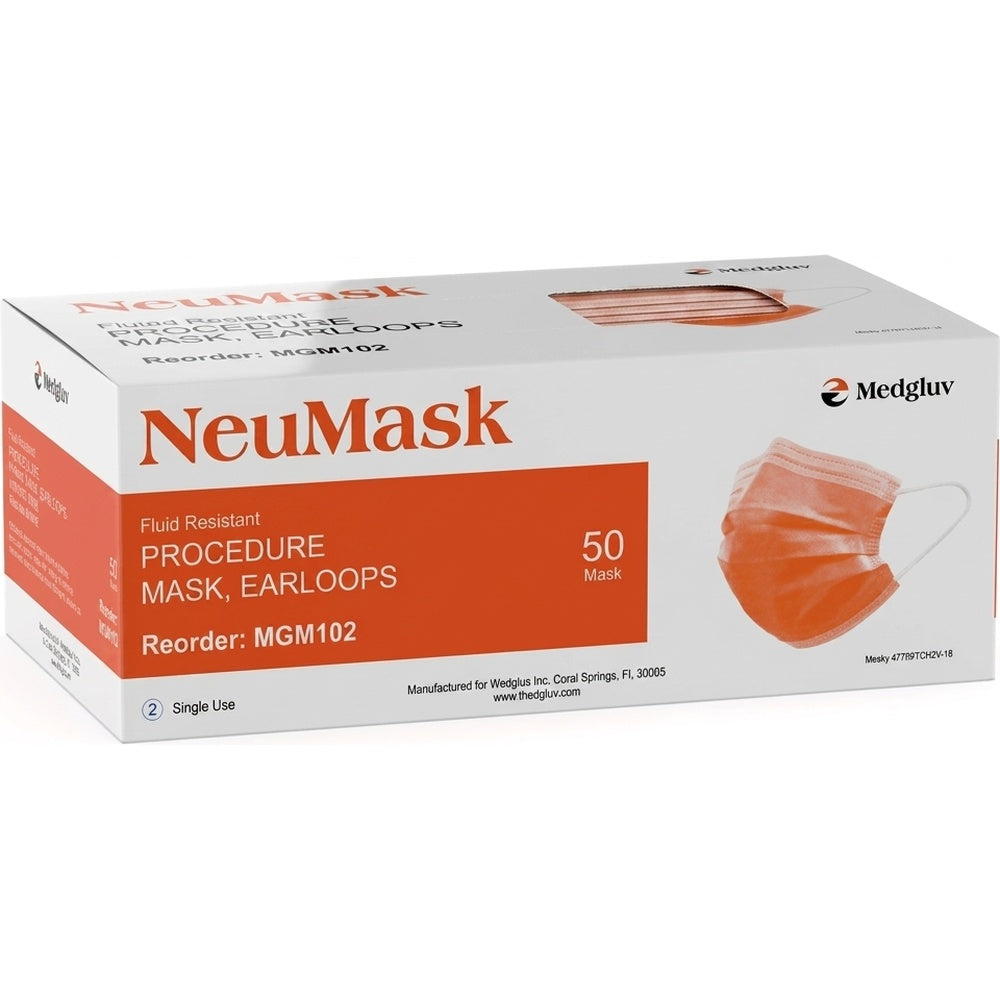 Medgluv NeuMask Orange Procedure Ear-Loop Masks
