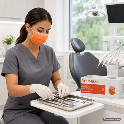 Medgluv NeuMask Orange Procedure Ear-Loop Masks