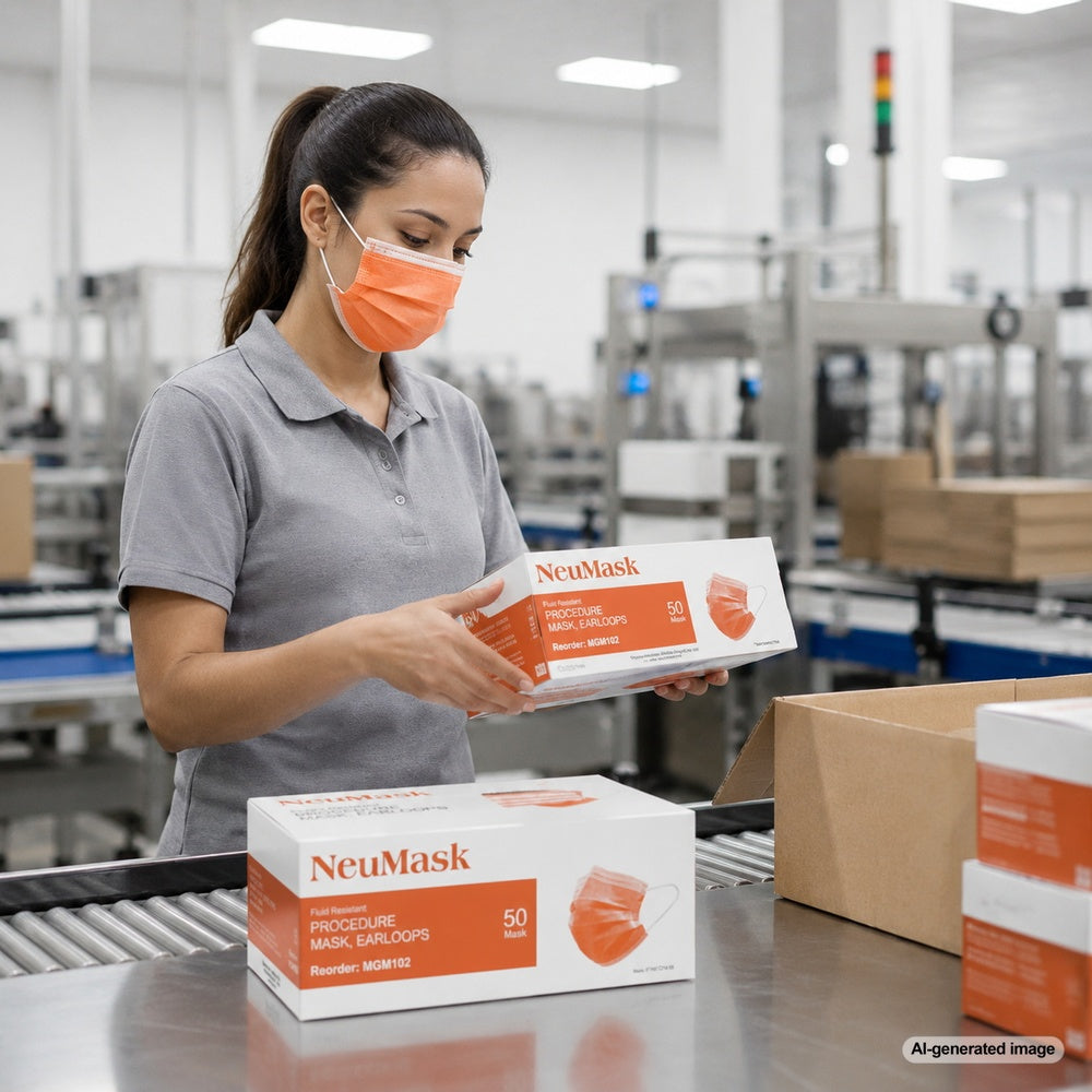 Medgluv NeuMask Orange Procedure Ear-Loop Masks