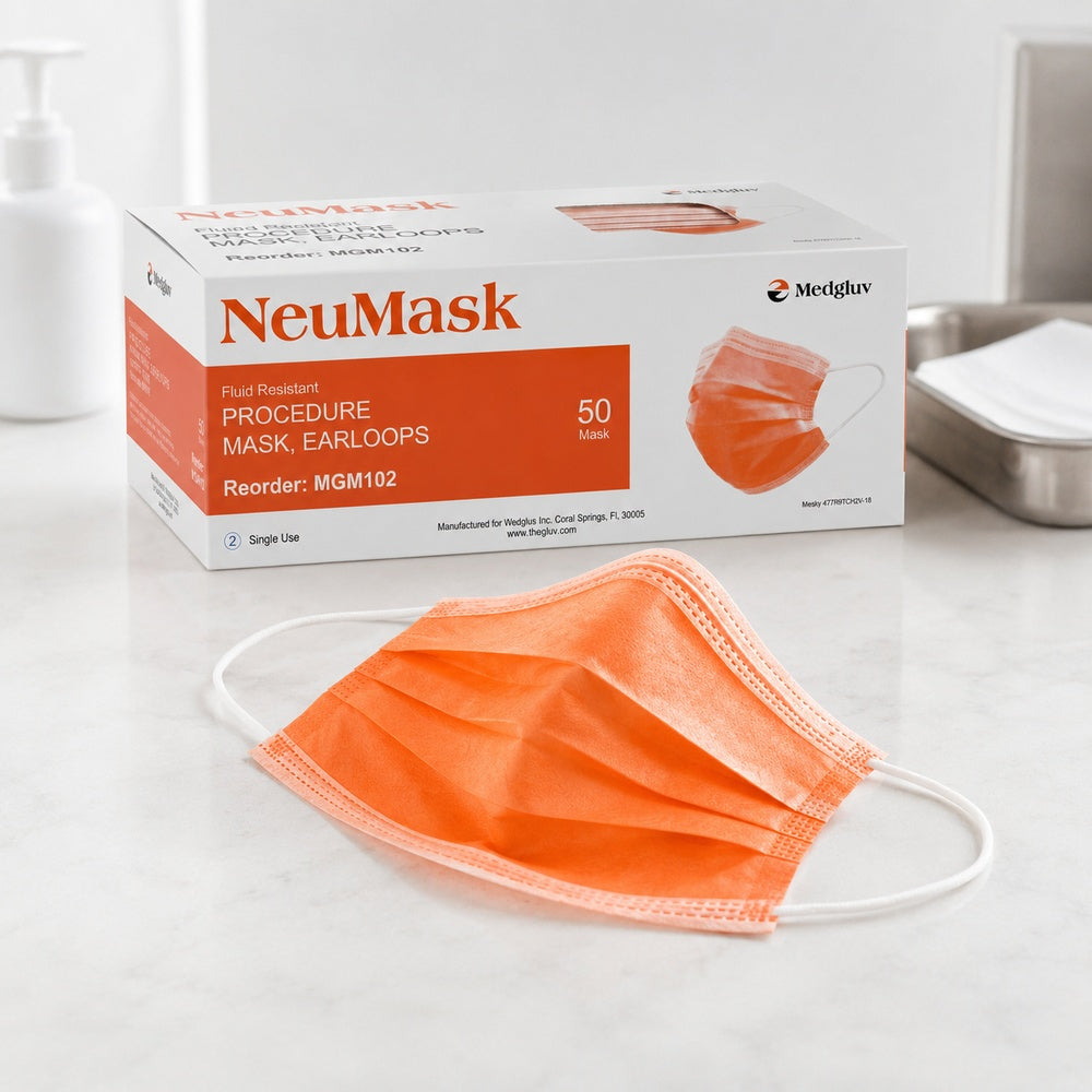 Medgluv NeuMask Orange Procedure Ear-Loop Masks