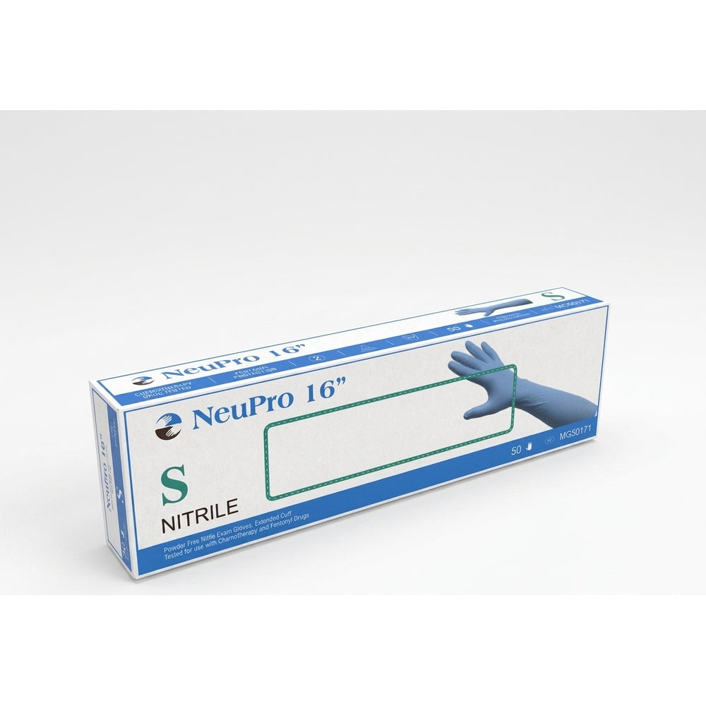 Medgluv NeuPro Blue Nitrile Exam Gloves - 16-Inch Extended Cuff