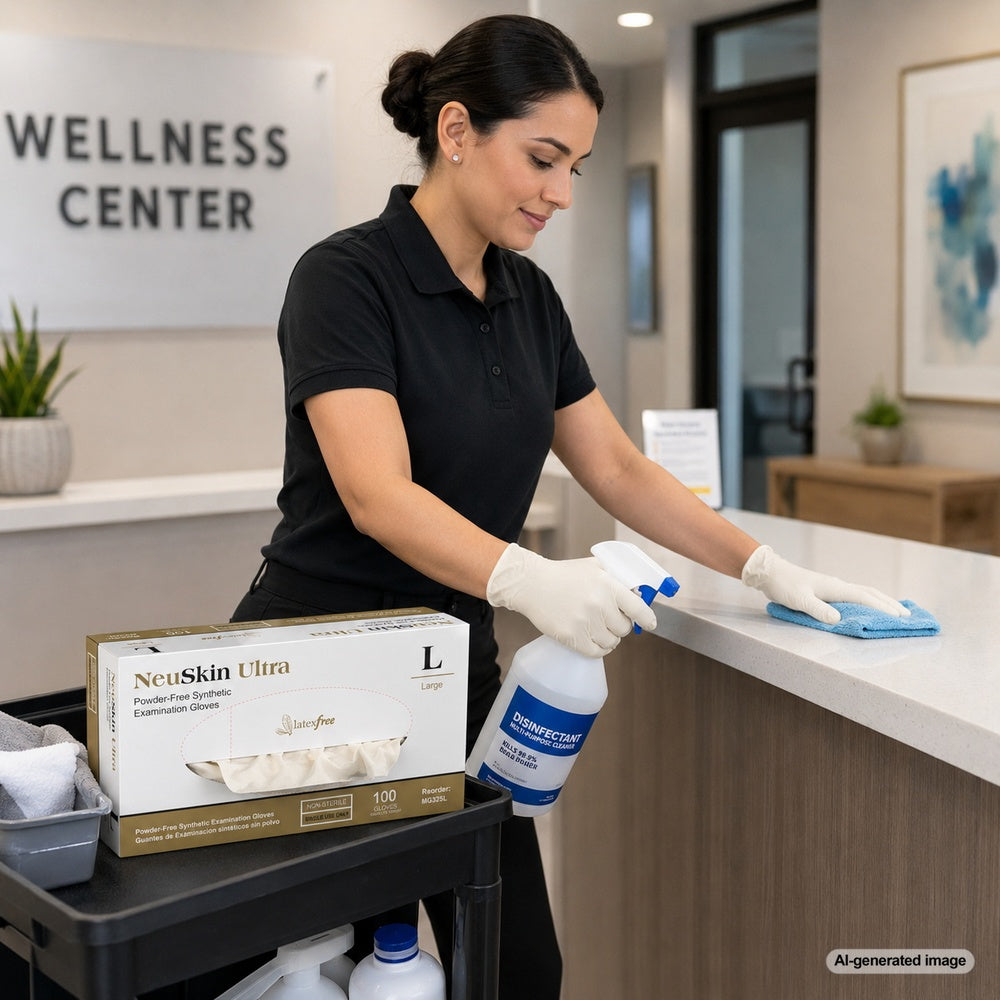 Medgluv NeuSkin Ultra 100 Cream Vinyl Exam Gloves - 5.5 mil Powder-Free