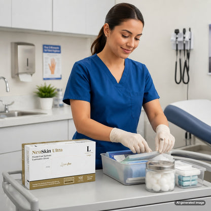 Medgluv NeuSkin Ultra 100 Cream Vinyl Exam Gloves - 5.5 mil Powder-Free