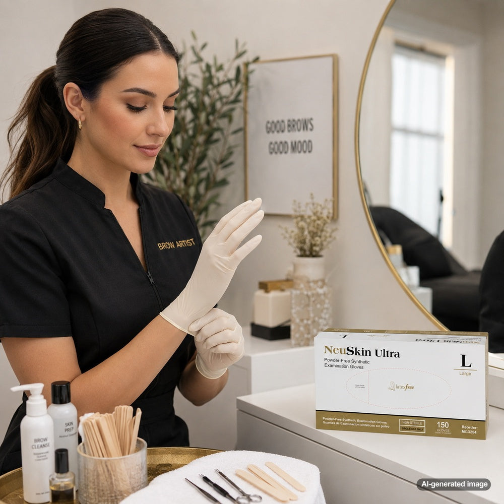 Medgluv NeuSkin Ultra 150 Cream Vinyl Exam Gloves - 5.5 mil Powder-Free