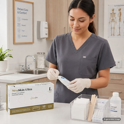 Medgluv NeuSkin Ultra 150 Cream Vinyl Exam Gloves - 5.5 mil Powder-Free