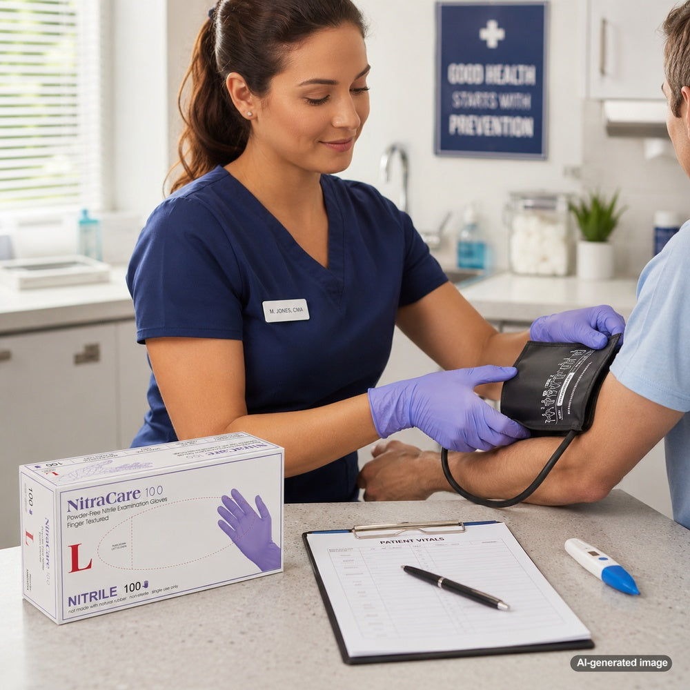 Medgluv NitraCare 100 Violet Blue Nitrile Exam Gloves - 3.5 mil Powder-Free